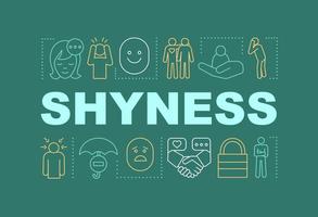 shyness word concepts banner bashfulness awkward lack of confidence presentation website isolated lettering typography idea linear icons panic depression outline illustration vector
