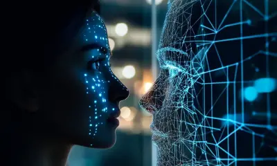 AI and person looking at each other Fraud AI 1
