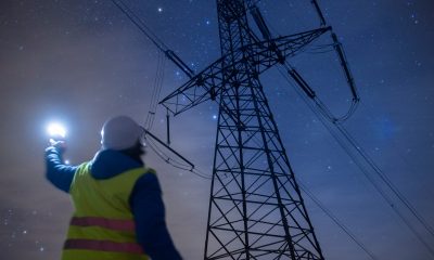 electrical grid at night