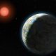 exoplanet with clouds orbiting red dwarf