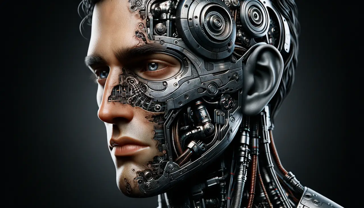 ai generated, half face humanoid, futuristic realism, next gen robotics, cybernetic future, robotics evolution, beyond humanity, artificial intelligence art, new age robotics