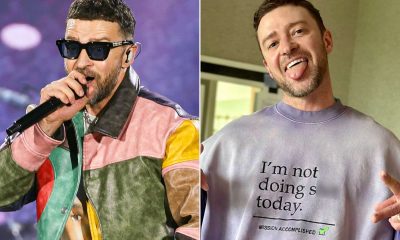 Justin Timberlake on tour and poses with sweatshirt 080425 975d551ca8974ff291e73c8b93f97044