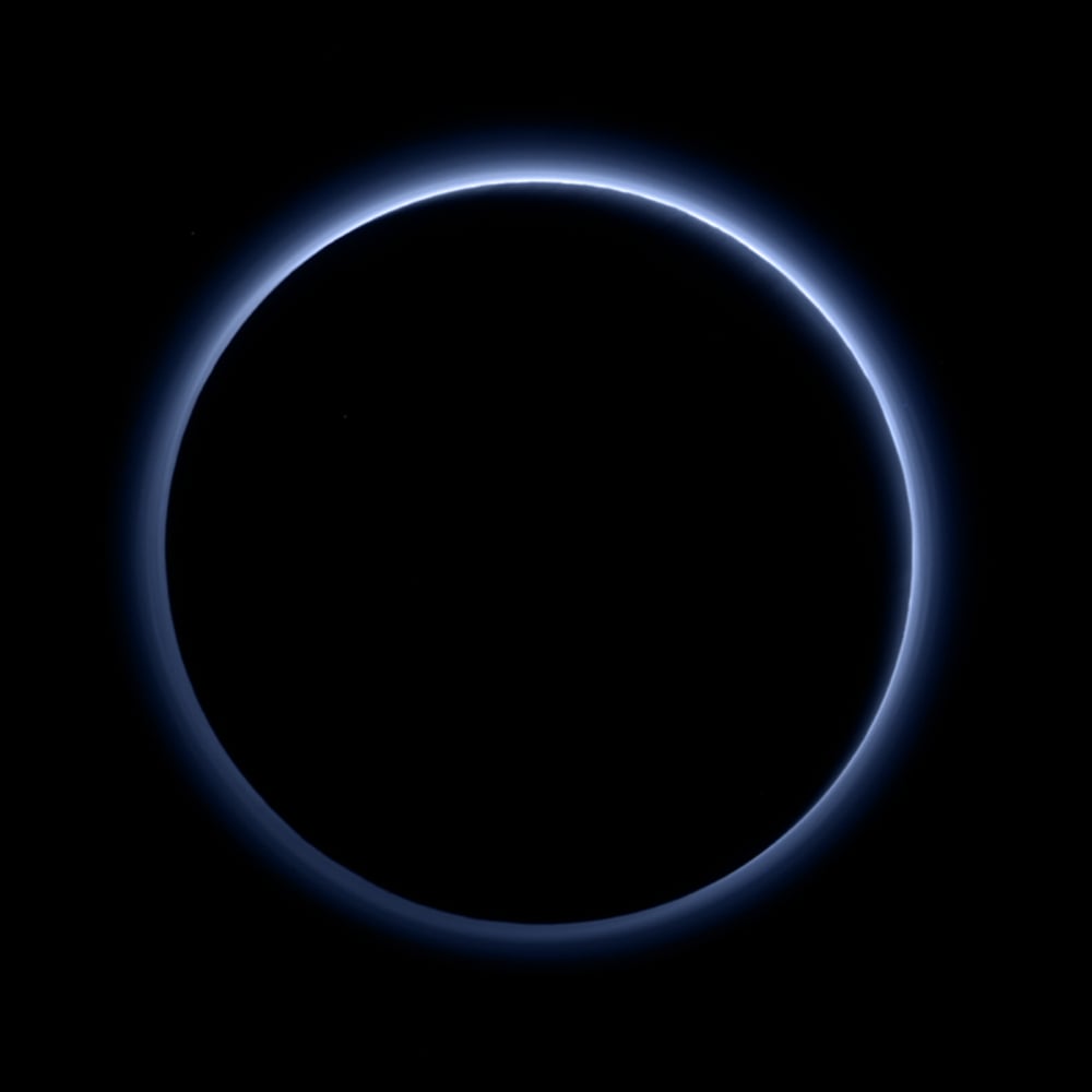 Blue hazes over backlit Pluto 20260807 000406