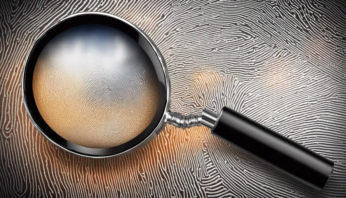 Illustration of a magnifying glass in front of a fingerprint, representing background checks.